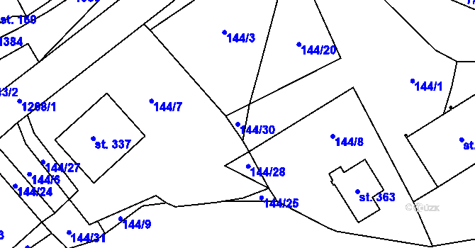 Parcela st. 144/30 v KÚ Nečtiny, Katastrální mapa
