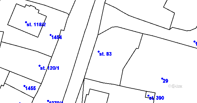 Parcela st. 83 v KÚ Nečtiny, Katastrální mapa