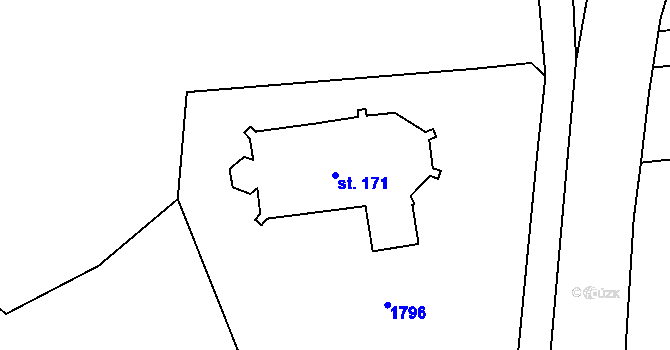 Parcela st. 171 v KÚ Nečtiny, Katastrální mapa