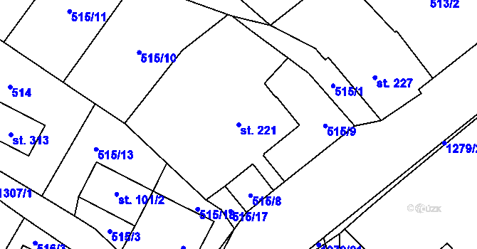 Parcela st. 221 v KÚ Nečtiny, Katastrální mapa