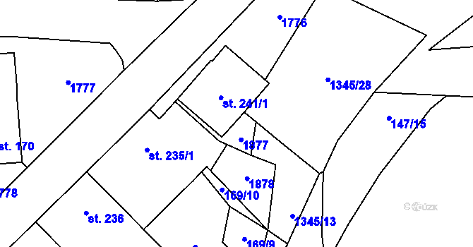 Parcela st. 241/3 v KÚ Nečtiny, Katastrální mapa