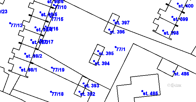 Parcela st. 395 v KÚ Nečtiny, Katastrální mapa