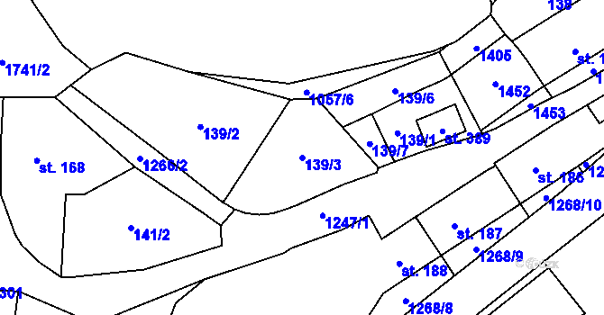 Parcela st. 139/3 v KÚ Nečtiny, Katastrální mapa