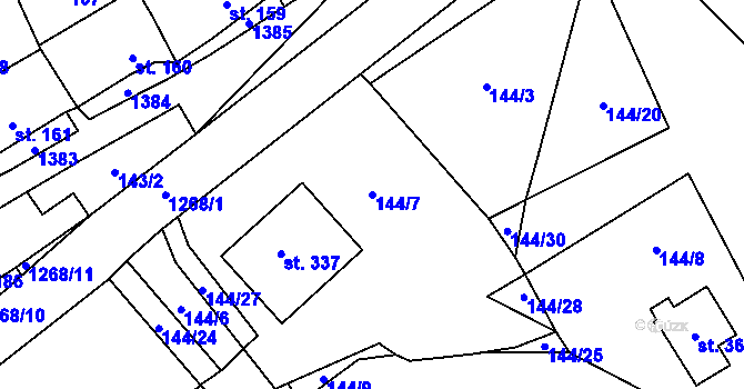 Parcela st. 144/7 v KÚ Nečtiny, Katastrální mapa