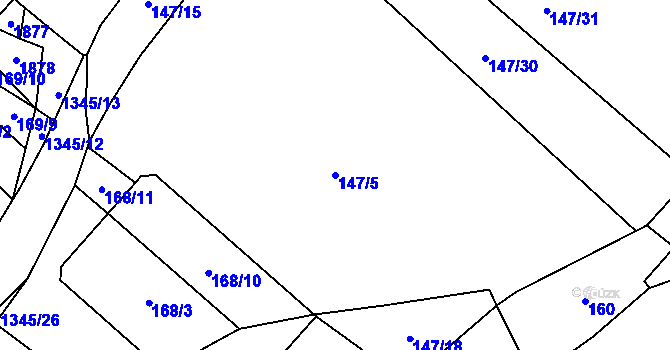 Parcela st. 147/5 v KÚ Nečtiny, Katastrální mapa