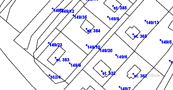 Parcela st. 149/10 v KÚ Nečtiny, Katastrální mapa