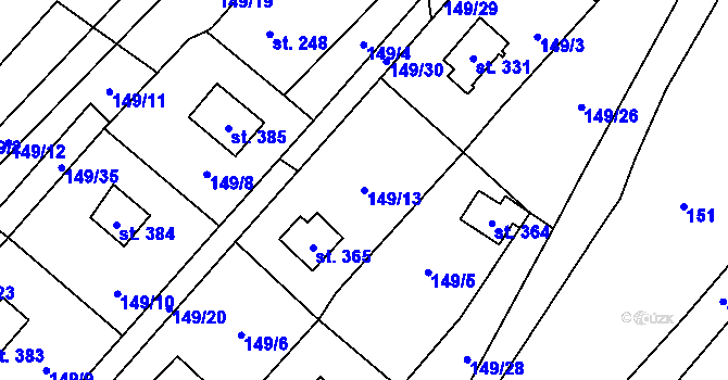Parcela st. 149/13 v KÚ Nečtiny, Katastrální mapa