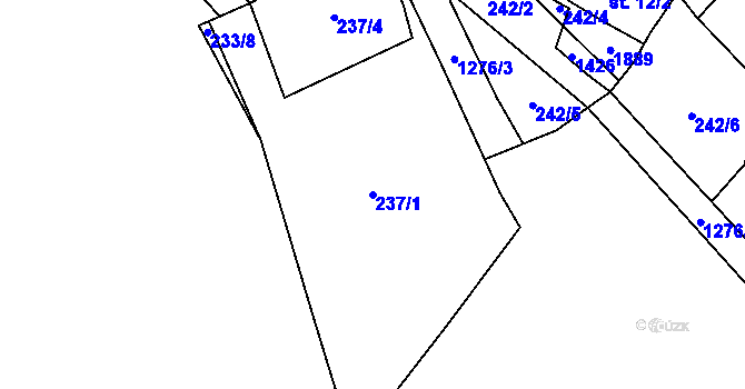 Parcela st. 237/1 v KÚ Nečtiny, Katastrální mapa