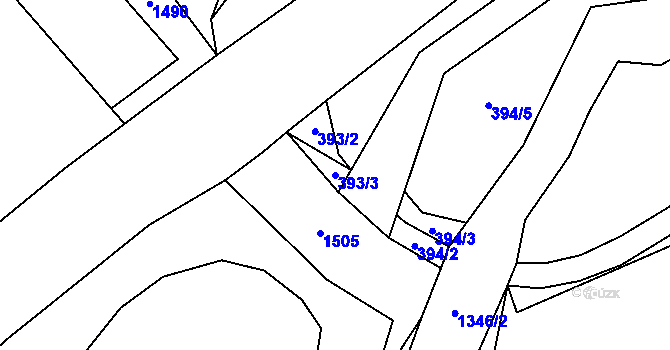 Parcela st. 393/3 v KÚ Nečtiny, Katastrální mapa