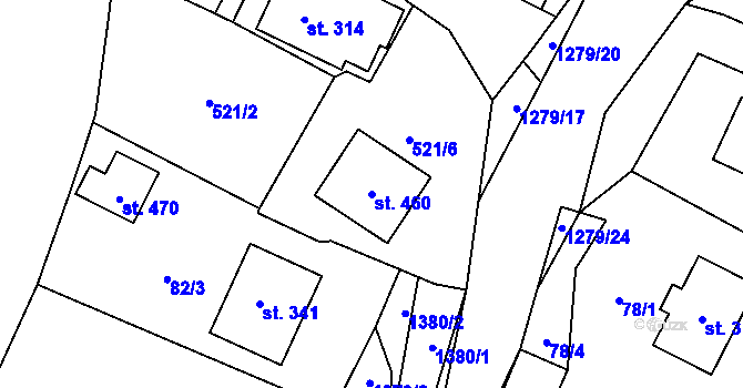 Parcela st. 460 v KÚ Nečtiny, Katastrální mapa