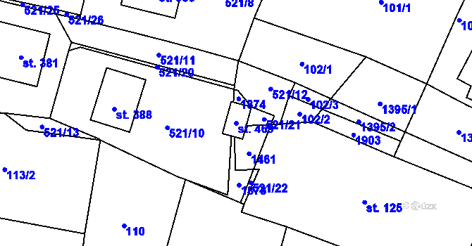 Parcela st. 469 v KÚ Nečtiny, Katastrální mapa