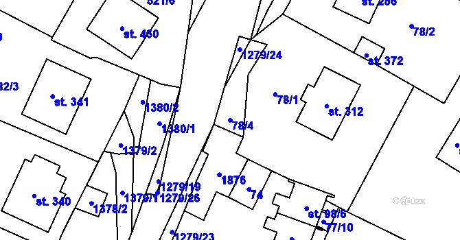 Parcela st. 78/4 v KÚ Nečtiny, Katastrální mapa