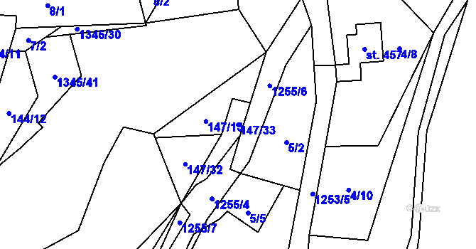 Parcela st. 147/33 v KÚ Nečtiny, Katastrální mapa