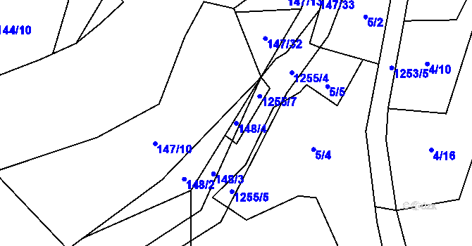 Parcela st. 148/4 v KÚ Nečtiny, Katastrální mapa