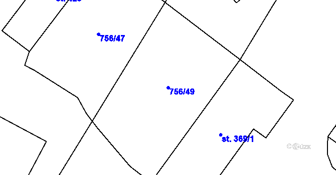 Parcela st. 756/49 v KÚ Nečtiny, Katastrální mapa