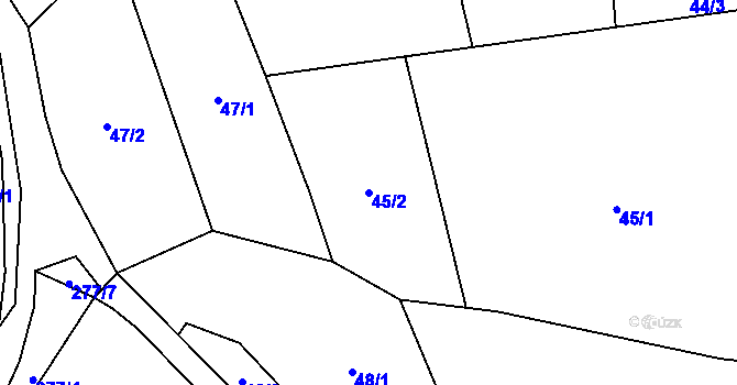 Parcela st. 45/2 v KÚ Nové Městečko u Nečtin, Katastrální mapa