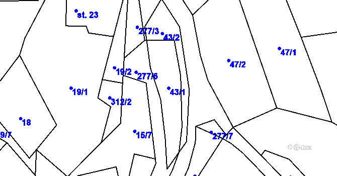 Parcela st. 43/1 v KÚ Nové Městečko u Nečtin, Katastrální mapa