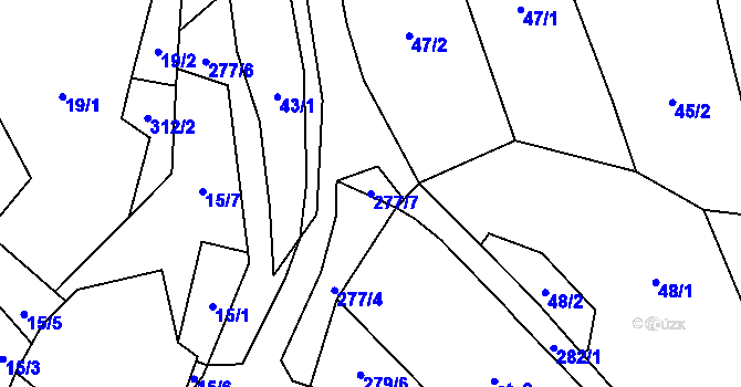 Parcela st. 277/7 v KÚ Nové Městečko u Nečtin, Katastrální mapa