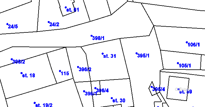 Parcela st. 31 v KÚ Plachtín, Katastrální mapa