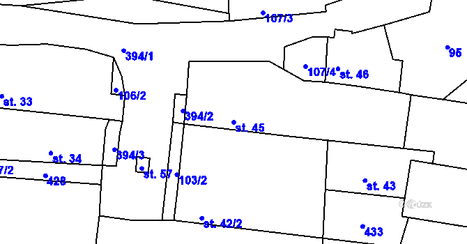 Parcela st. 45 v KÚ Plachtín, Katastrální mapa