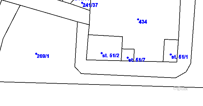 Parcela st. 51/2 v KÚ Plachtín, Katastrální mapa