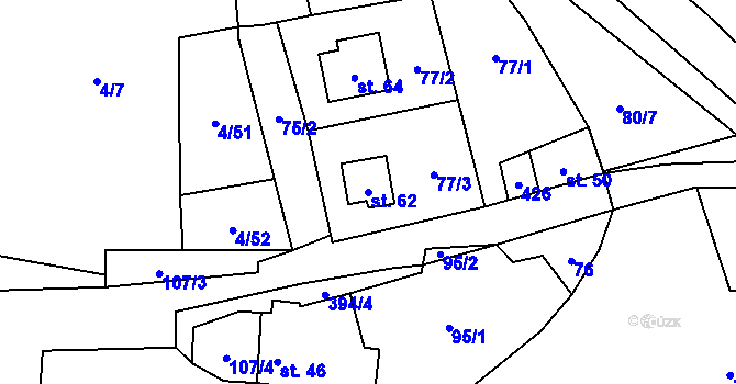 Parcela st. 62 v KÚ Plachtín, Katastrální mapa