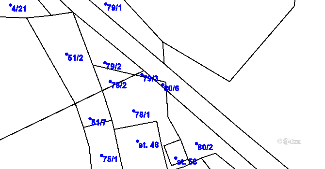 Parcela st. 80/6 v KÚ Plachtín, Katastrální mapa