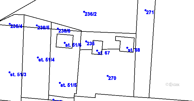 Parcela st. 67 v KÚ Plachtín, Katastrální mapa