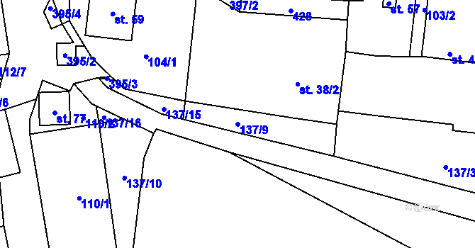 Parcela st. 137/9 v KÚ Plachtín, Katastrální mapa