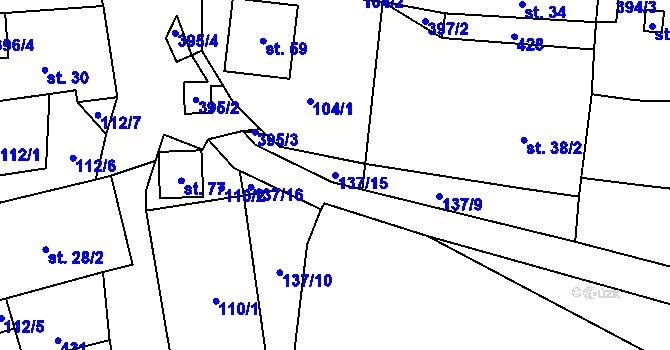 Parcela st. 137/15 v KÚ Plachtín, Katastrální mapa