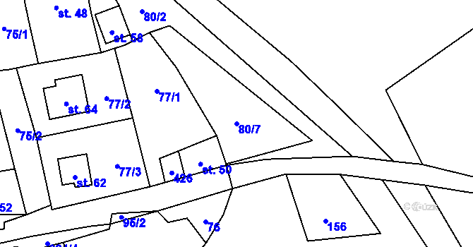Parcela st. 80/7 v KÚ Plachtín, Katastrální mapa