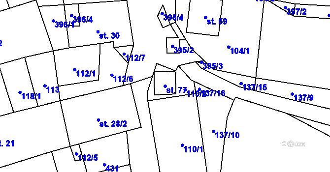 Parcela st. 77 v KÚ Plachtín, Katastrální mapa