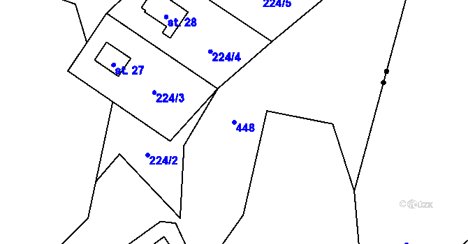 Parcela st. 448 v KÚ Račín u Nečtin, Katastrální mapa