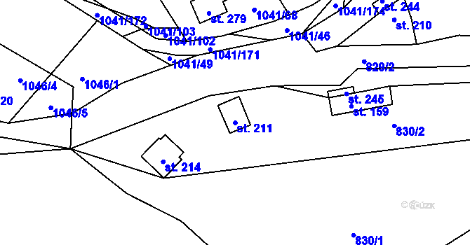 Parcela st. 211 v KÚ Borovnice u Českých Budějovic, Katastrální mapa