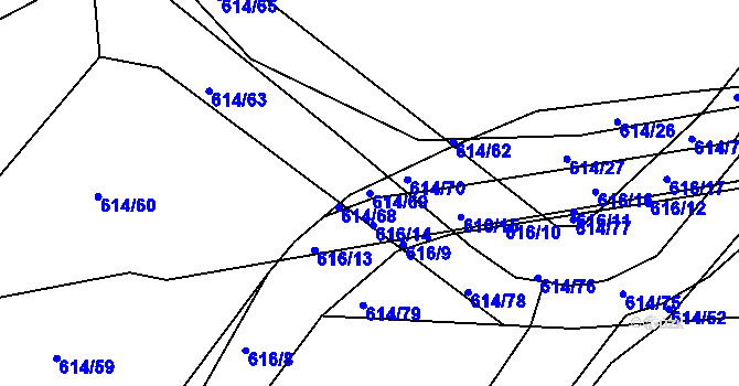 Parcela st. 614/69 v KÚ Doubravice u Českých Budějovic, Katastrální mapa