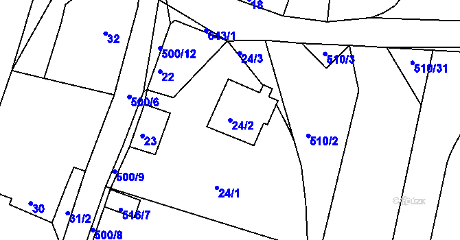 Parcela st. 24/2 v KÚ Doubravice u Českých Budějovic, Katastrální mapa