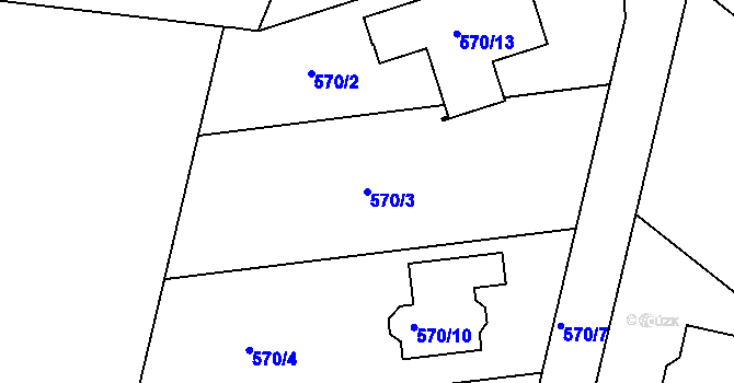 Parcela st. 570/3 v KÚ Doubravice u Českých Budějovic, Katastrální mapa