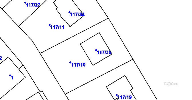 Parcela st. 117/35 v KÚ Doubravice u Českých Budějovic, Katastrální mapa