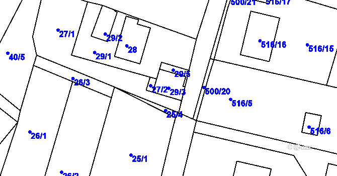 Parcela st. 29/3 v KÚ Doubravice u Českých Budějovic, Katastrální mapa