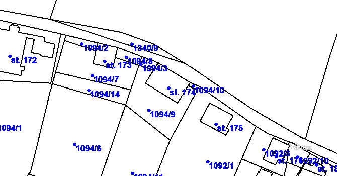 Parcela st. 174 v KÚ Heřmaň u Českých Budějovic, Katastrální mapa