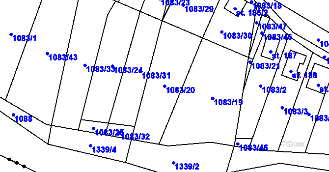 Parcela st. 1083/20 v KÚ Heřmaň u Českých Budějovic, Katastrální mapa