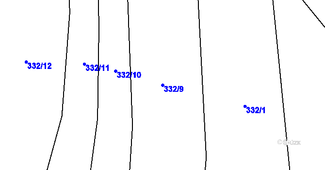 Parcela st. 332/9 v KÚ Nedabyle, Katastrální mapa