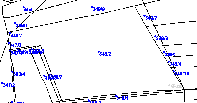 Parcela st. 349/2 v KÚ Nedabyle, Katastrální mapa