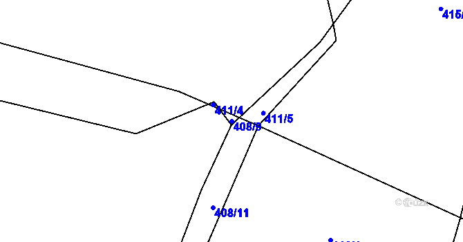 Parcela st. 408/9 v KÚ Nedabyle, Katastrální mapa
