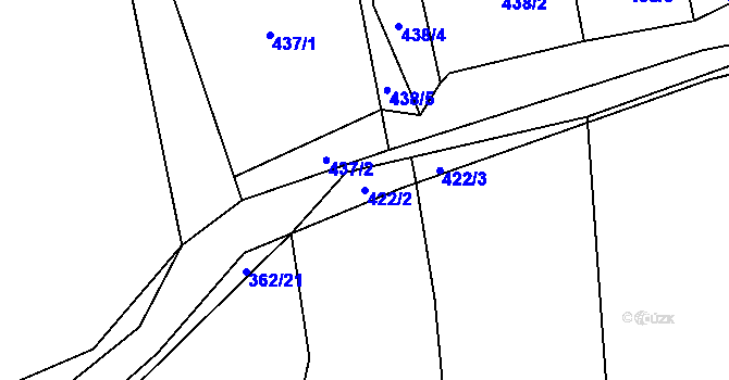 Parcela st. 422/2 v KÚ Nedabyle, Katastrální mapa
