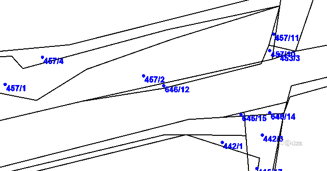 Parcela st. 646/12 v KÚ Nedabyle, Katastrální mapa