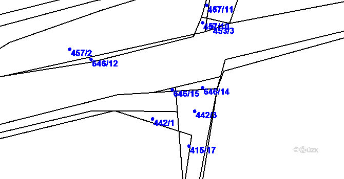 Parcela st. 646/15 v KÚ Nedabyle, Katastrální mapa