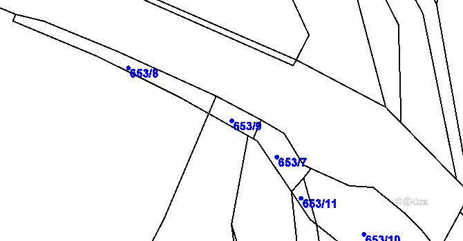 Parcela st. 653/9 v KÚ Nedabyle, Katastrální mapa