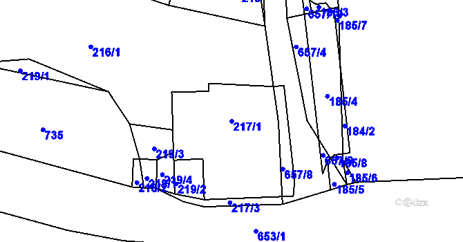 Parcela st. 217/1 v KÚ Nedabyle, Katastrální mapa