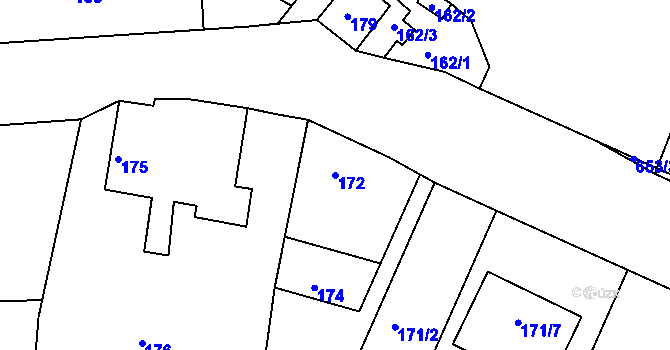Parcela st. 172 v KÚ Nedabyle, Katastrální mapa